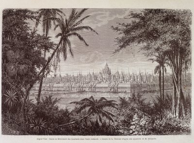 Udsigt over Angkor Thom omkring 1870 - i "" Voyage au Cambodia"" af Louis Delaporte, Paris af Louis Delaporte