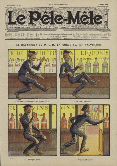Mekanikeren af ​​P.L.M. på en amok. Illustration til Le Pele-Mele, 1906 af Louis Denis Valverane