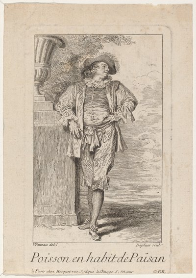 Fisk i Paisans kjole af Louis Deplaces after Antoine Watteau
