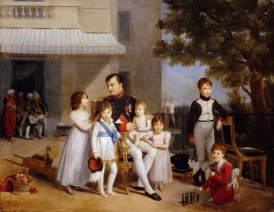 Kejser Napoleon I på terrassen på Château Saint-Cloud omgivet af sine børn af Louis Ducis