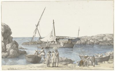 Udsigt på Taranto en haven af ​​Luogo Vivo Udsigt over vores Tarentin-bygning og havnen i den tidligere nr. jording (titel på objekt) Rejser i Italien, Sicilien og Malta- 1778 (serietitel) af Louis Ducros