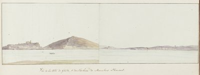 Se på kysten af ​​Gaeta og mausoleum af Munatius Plancus (Lucio Munazio Planco) Vue de la côte de Gaëta, & du Tombeau de Munatius Plancus (titel på objekt) Voyage en Italie, en Sicile et à Malte - 1778 (serietitel) af Louis Ducros