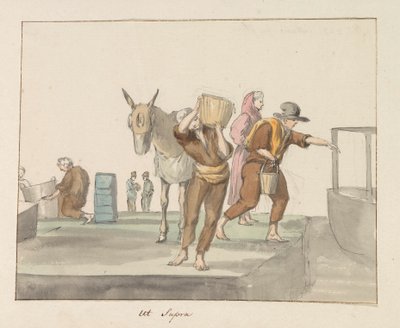 Traditionelle kostumer af øen Gozo Costume de Ghozo (titel på objekt) Voyage en Italy, og Sicile et à Malte - 1778 (serietitel) af Louis Ducros