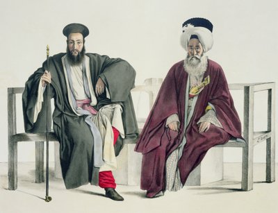 En græsk præst og en tyrker, graveret af Thierry Brothers, 1825 af Louis Dupré
