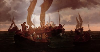 holdt messe til søs i 1793 af Louis Duveau