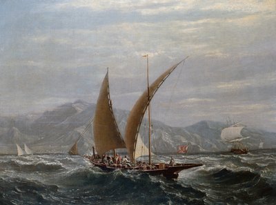 En middelhavstartan (olie på lærred) af Louis Eugene Gabriel Isabey