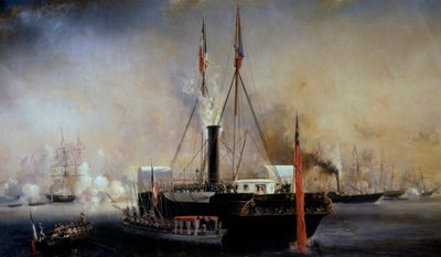 Kong Louis Philippe I og franskmændenes dronning møder dronning Victoria og prins Albert, der ankom til Treporten den 2. september af Louis Eugene Gabriel Isabey