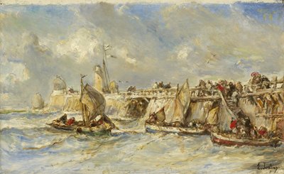 Landingsplads på anløbsbroen, ca. 1860 af Eugene Isabey