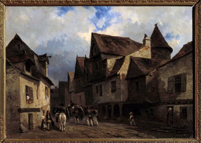 Rue de village bretonsk maleri af Louis Gabriel Eugene Isabey (1803-1886) 1800-tallets Orleans, Musee des Beaux Arts af Louis Eugene Gabriel Isabey