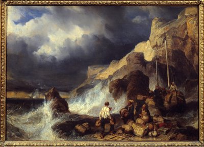 Smuglere med varer. Maleri af Louis Gabriel Eugene Isabey (1803-1886) af Louis Eugene Gabriel Isabey