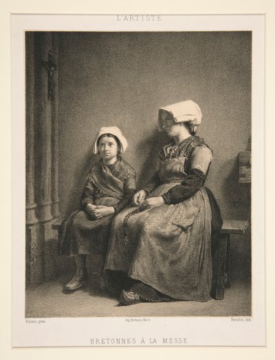 Bretonske kvinder ved messe af Louis Eugene Pirodon