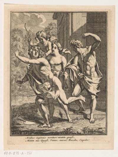 En ung mand flygter fra Bacchus, Venus og Amor af Louis Fabritius Dubourg