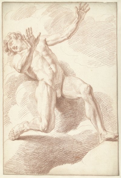 Nøgen mand, tilbagelænet af Louis Fabritius Dubourg