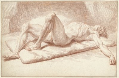 Mand nøgen, liggende på ryggen af Louis Fabritius Dubourg