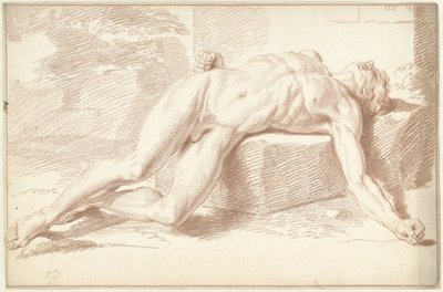 Mand nøgen, liggende på ryggen af Louis Fabritius Dubourg