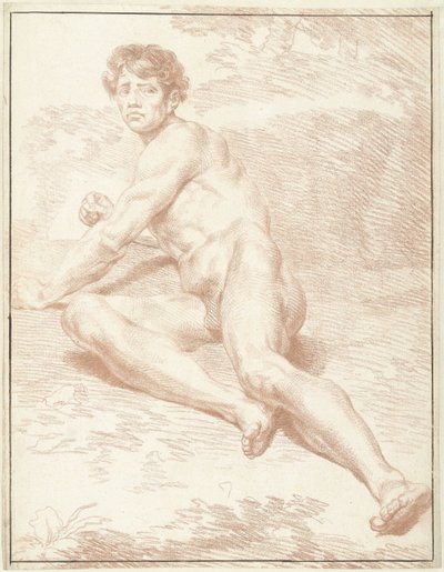 Nøgen mand, liggende, stående af Louis Fabritius Dubourg