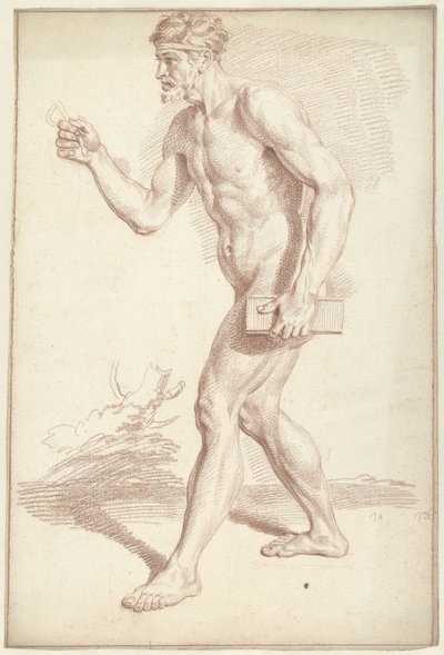 Mand nøgen, gående, til venstre af Louis Fabritius Dubourg