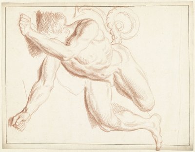 Studie af en nøgen mand, der ligger på siden af Louis Fabritius Dubourg