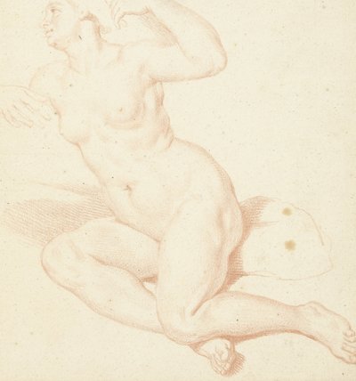 Studie af en siddende nøgen kvinde af Louis Fabritius Dubourg