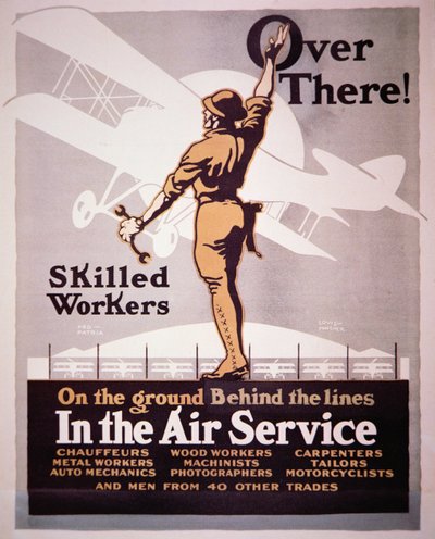 Amerikansk rekrutteringsplakat til Air Service (farve litho) af Louis Fancher