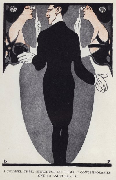 Jeg råder dig, introducer ikke kvindelige samtidige til hinanden (farve litho) af Louis Fancher