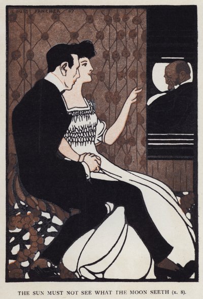 Solen må ikke se, hvad månen ser (farve litho) af Louis Fancher