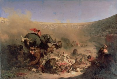 De kristne kastet til udyrene af romerne af Louis Felix Leullier