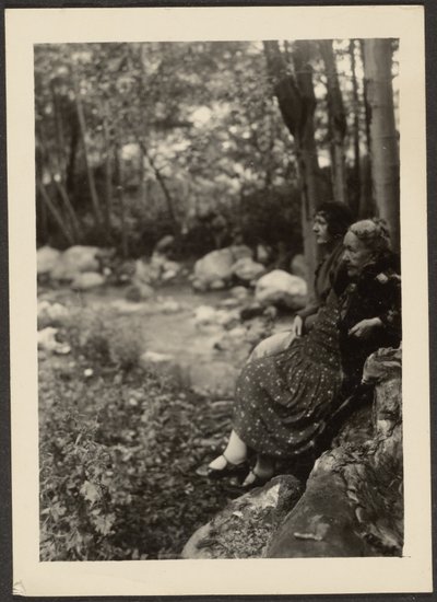 [Florence og fru Fleckenstein ved Forest Stream] af Louis Fleckenstein