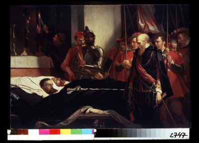 ""Sidste hyldest til greven af ​​Horn Philippe de Montmorency (1524-1568) og Lamoral, grev af Egmont (1522-1568) på deres dødsleje, henrettet for forræderi efter at have mødt op til Gueux-oprøret (begyndelsen af Firsårskrig (fire af Louis Gallait