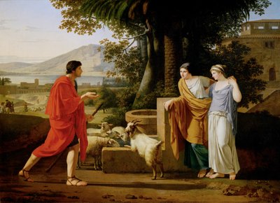 Jacob venant trouver les filles de Laban - Jakob møder Labans døtre ... af Louis Gauffier