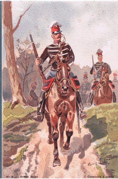 Jægere til hest, postkort, 1920