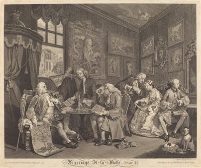 Ægteskab a la Mode: pl.1 af Louis Gerard Scotin after William Hogarth