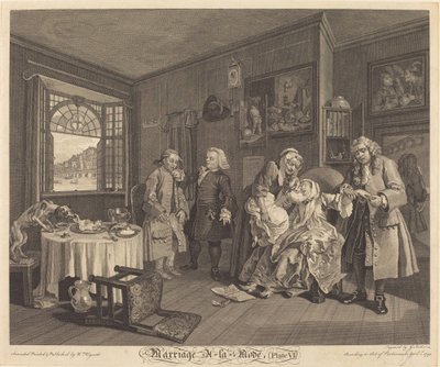 Ægteskab a la Mode: pl.6 af Louis Gerard Scotin after William Hogarth