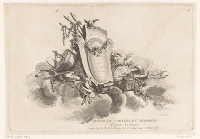 Cartouche med landbrugsgenstande X Suitte De Cartels Et Trophées (serietitel på objekt) IIe bind De l