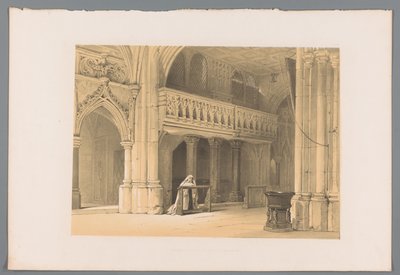 Biddende non in het Nonnbergklooster te Salzburg Kapel i nonenberg-klosteret i Saltzburg (titel på objekt) af Louis Haghe