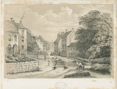 Eccleshall Village: litografi af Louis Haghe