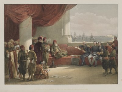 Egypten og Nubien, bind III: Interview med vicekongen af Egypten, på hans palads, Alexandria af Louis Haghe