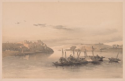 Egypten og Nubien: bind II - nr. 28, generel syn på Asouan og øen Elephantine af Louis Haghe