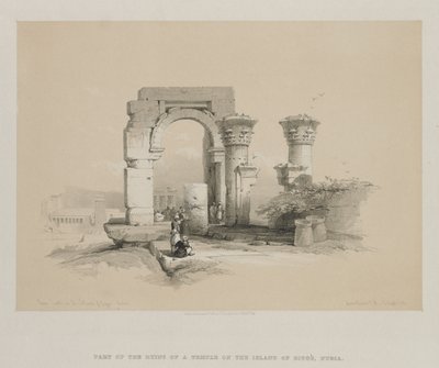 Egypten og Nubien, bind II: Ruiner - Tempel på øen Biggeh, Nubien, 1847. af Louis Haghe