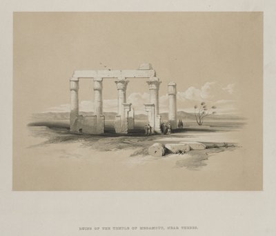 Egypten og Nubien, bind II: Ruinerne af Madamoudtemplet i Theben af Louis Haghe