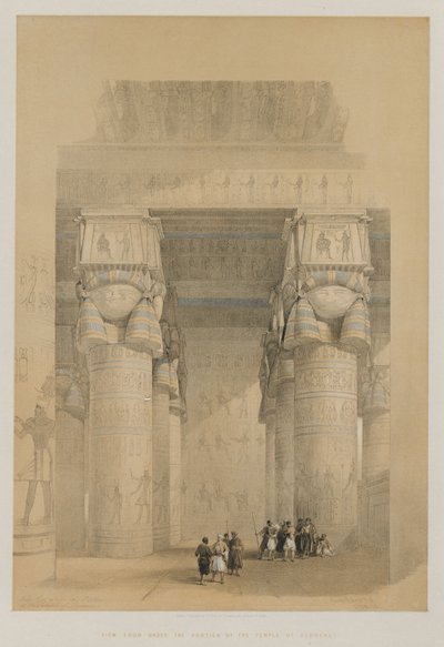 Egypten og Nubien, bind II: Udsigt fra under portikken af Denderas tempel, 1849. af Louis Haghe