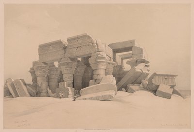 Egypten og Nubien: Bind I - nr. 1, nr. 2, Rester af portikoen af Kom Ombo-templet af Louis Haghe