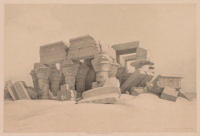 Egypten og Nubien: Bind I - nr. 1, nr. 2, Rester af portikoen af Kom Ombo-templet, 1838. af Louis Haghe