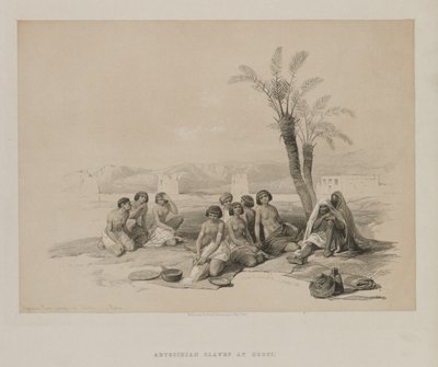 Egypten og Nubien, bind I: Abessinske slaver hviler ved Korti-Nubia af Louis Haghe