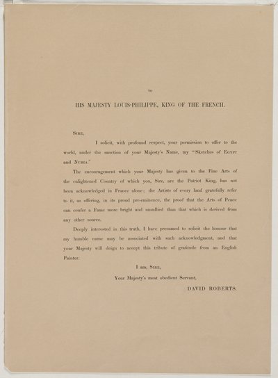 Egypten og Nubien, bind I: Dedikationsside, 1846. af Louis Haghe