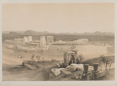 Egypten og Nubien, bind I: Generelt syn på øen Philae, Nubien af Louis Haghe