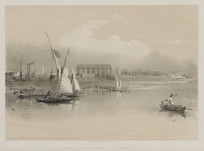 Egypten og Nubien, bind I: Overblik over ruinerne af Luxor, fra Nilen, 1846. af Louis Haghe