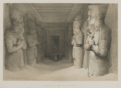 Egypten og Nubien, bind I: Det indre af Aboo-Simbels tempel, 1846. af Louis Haghe