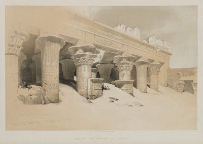Egypten og Nubien Bind I: Portico of the Temple Edfou, Øvre Egypten af Louis Haghe