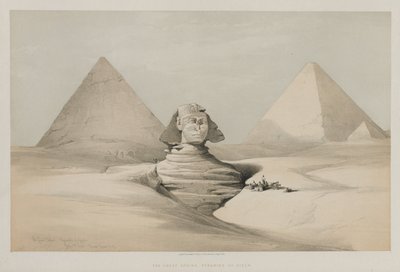 Egypten og Nubien, bind I: Den store sfinks, Pyramiderne i Gezeeh, 1846. af Louis Haghe